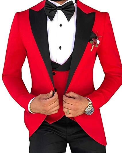 Pink With Black Lapel Suits for Men Made Terno Slim Groom Custom 3 Piece.