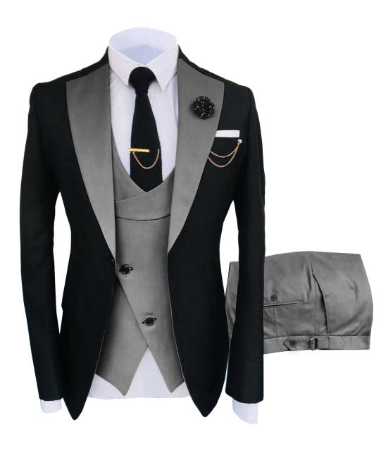 New Slim Fit Men Suits Slim Fit Business Suits Groom Black Tuxedos for Formal Wedding Suits Jacket Pant Vest 3 Pieces.